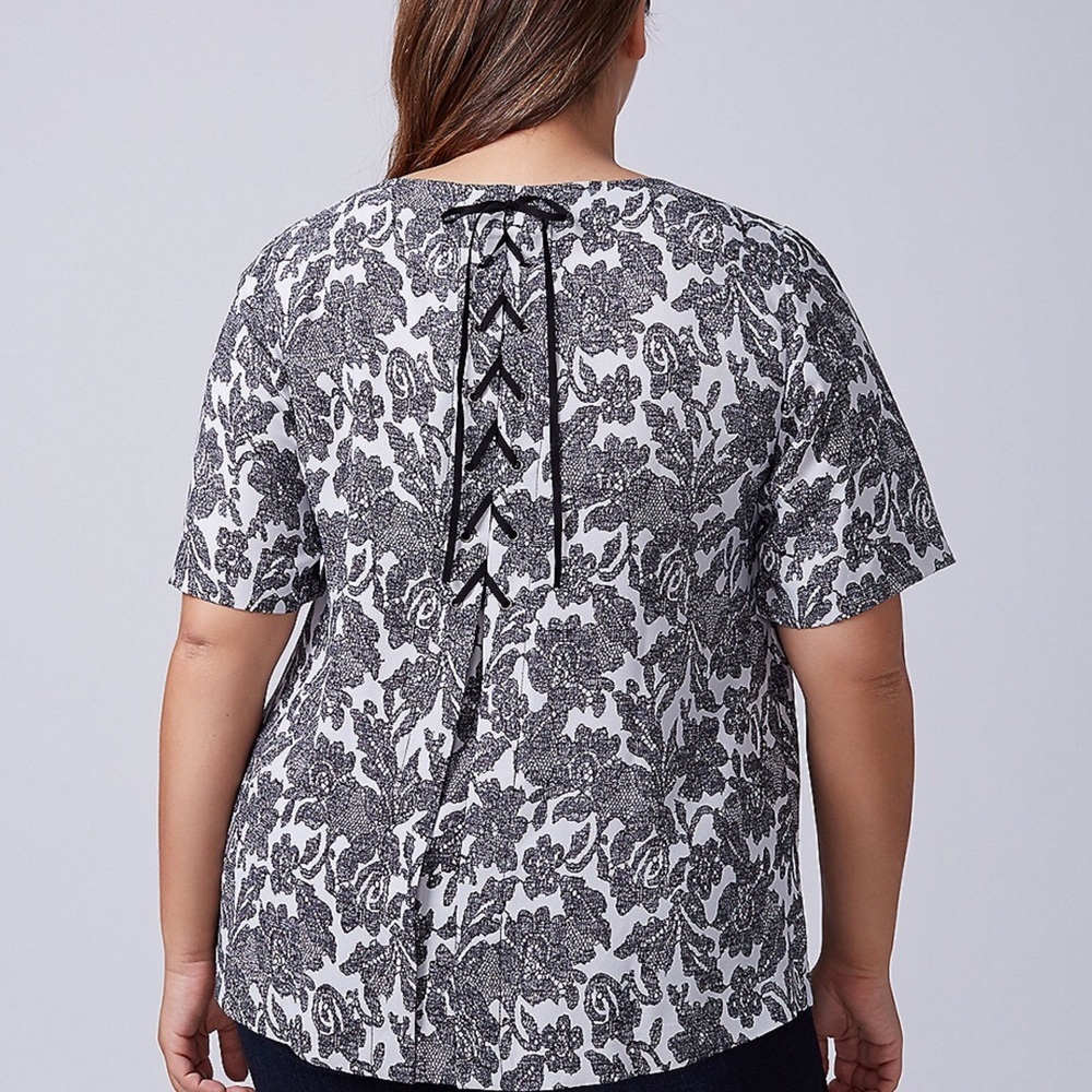LB Top Beautiful Print with Lace Up Party Back